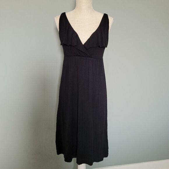 J. Crew Dressy Jersey Ruffle Dress Black Size XS - Picture 1 of 2